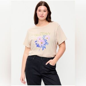 Old Navy Tan Floral Short Sleeve Tee